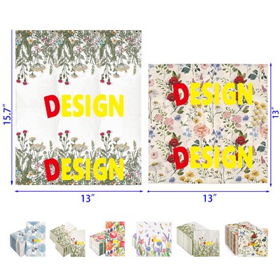 100 Sheets 15.7 x 13 Inches Floral Guest Napkins Wildflower Disposable Paper Napkins