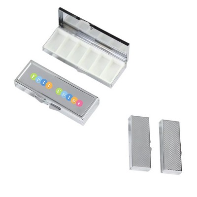 6-Slot Portable Metal Pill Box w/Mirror