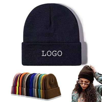 100% Acrylic Rib Knit Cuffed Beanie