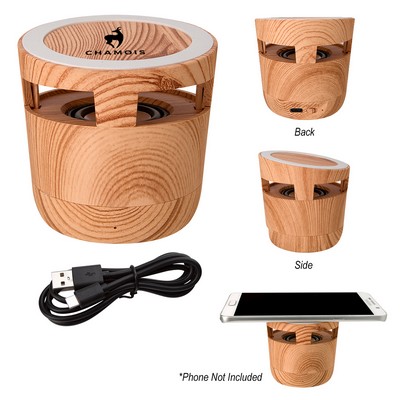 Woodgrain Wireless Charging Pad And Speaker 2.0