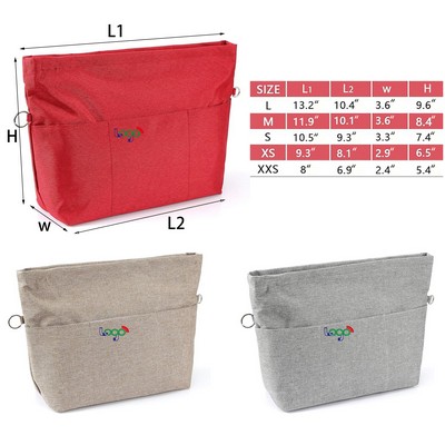 Purse Bag Organizer Insert with 13 Pockets Handbag and Tote Bag Inside Shaper with Zipper