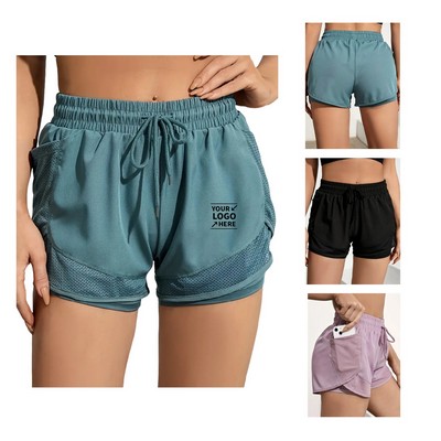 Women's Quick Dry Double Layer Loose Fit Running Shorts