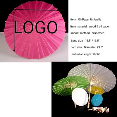 24" Custom Handmade Bamboo Oil-Paper Retro Umbrella