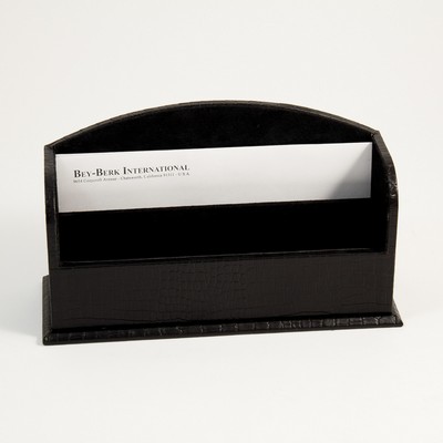 Letter Rack - Black "Croco" Leather