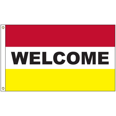 Welcome 3' x 5' Message Flag with Heading and Grommets