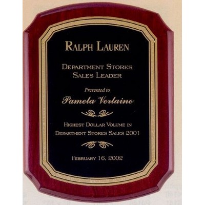 Rosewood Plaque w/ Black Textured Plate/ Florentine Border (9"x12")