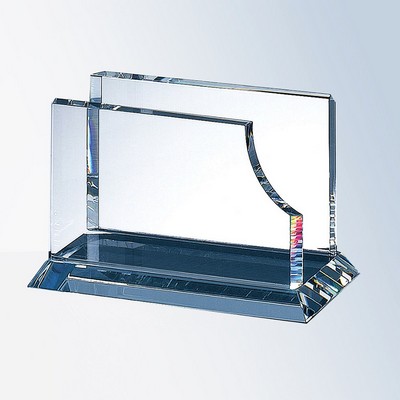 Optical Crystal Business Card Holder, 2"x4"x2-3/8"H