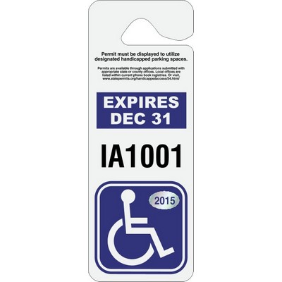 .035" Giant White Reflective Hang Tag Parking Permit