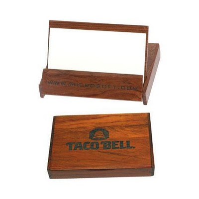 Flip Top Rosewood Colored Business Card Holder