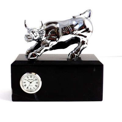 Chrome Brass Bull Clock