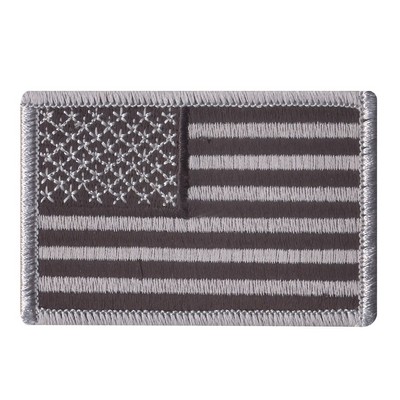 Reversed Black/Silver US Flag Embroidered Military Patch