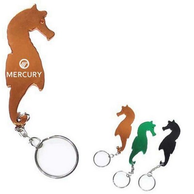 Sea Horse Aluminum Bottle Opener w/Keychain (9 Week Production)