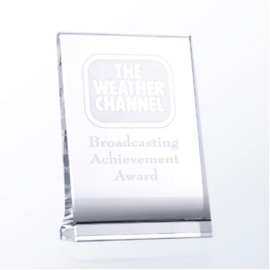 Vertical Optic Crystal Plaque Award (Curved Back) - Large (screened)