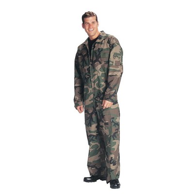 Adult Woodland Camouflage Long Sleeve Flightsuit (2XL)