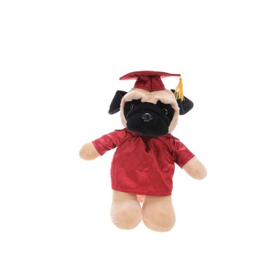 Soft Plush Pug in Graduation Cap & Gown Stuffed Animal