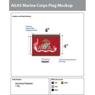 Marine Corps Antenna Flags 4x6 inch