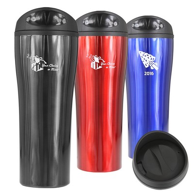 16 Oz. Madison Double Wall Stainless Steel Tumbler (Black)