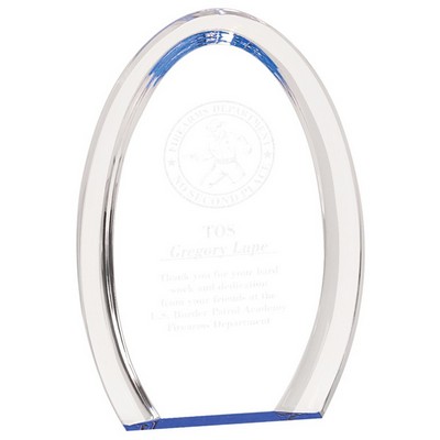 Oval Halo Acrylic Blue Reflective Award - 8" Diameter