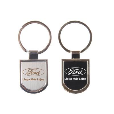 Shield Shape Chrome Metal Split Ring Key Holder