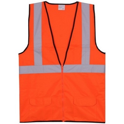 Orange Solid Zipper Safety Vest (2X-Large/3X-Large)