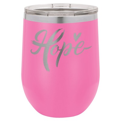 PC 12 oz. Pink Vacuum Insulated Stemless Wine Tumbler w/ Lid