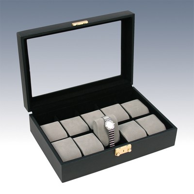 Black Leatherette Glass Top Watch Display Case