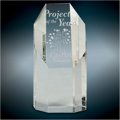 Octagon Tower Crystal Award, 6 1/4"H