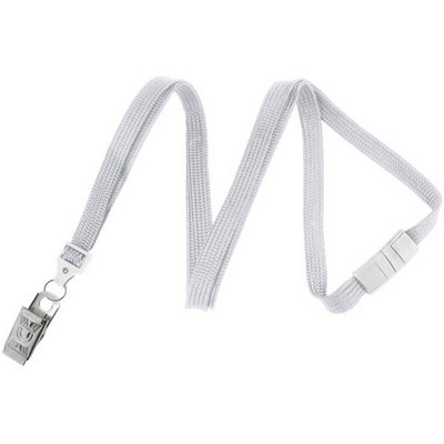 3/8" Breakaway Blank Lanyard w/Bulldog Clip (White)