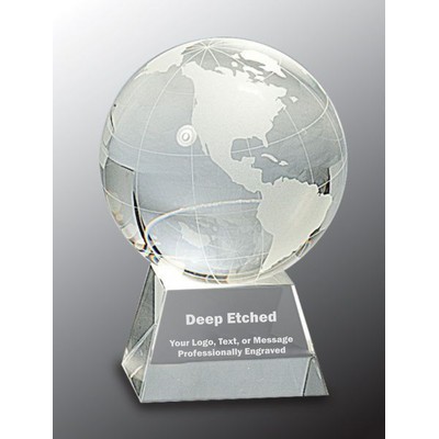 4 1/2" Crystal Globe Award on Clear Base