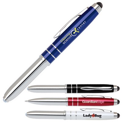 Aluminum Touch Screen Stylus w/ LED Flashlight & Ballpoint Pen