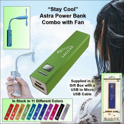 Green 3000 mAh Astra Power Bank Combo w/Fan