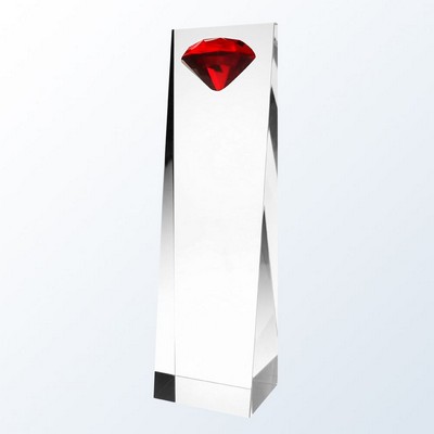 Red Diamond Tower Optic Crystal Award - Large