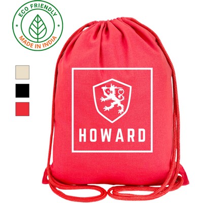 Sports Drawstring Bag Backpack Eco Friendly Canvas Red