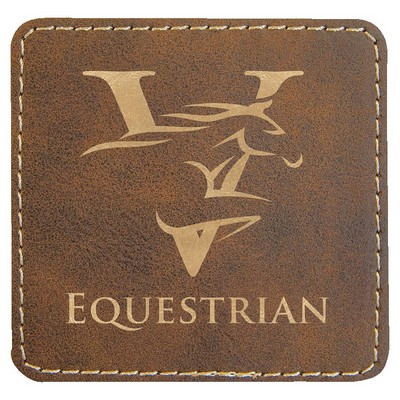 Square Engraved Patch with Adhesive, Rustic Faux Leather, 3" x 3"