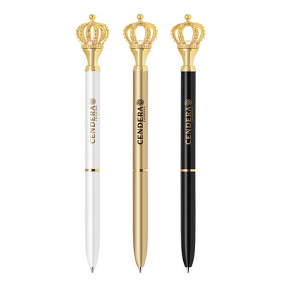 Diamond Encrusted Crown twist action metal ballpoint pen