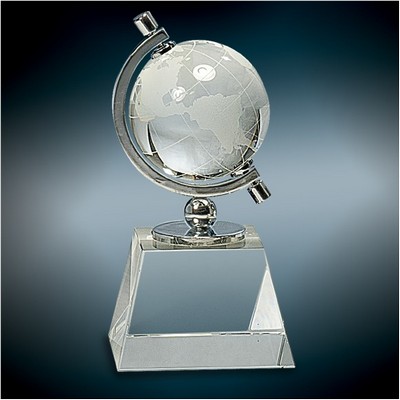 Crystal Spinning Globe on Clear Base, 6"H