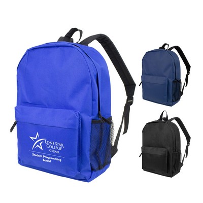 600D 17" Best Value Heavy Duty Backpack With Water Bottle Pocket