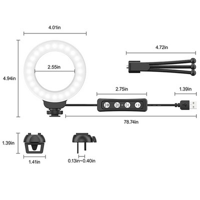 4" Video Conference Lighting Kit w/Ring Light & Tripod Stand