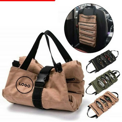 Canvas Bag Tool Roll Pouch w/ Zipper