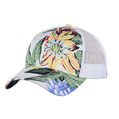 Blue Sublimated 6 Panel Cotton/Mesh Cap