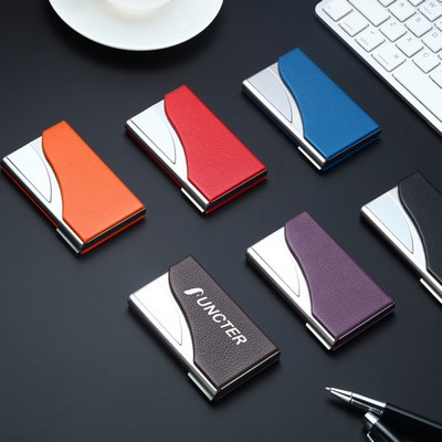 PU Leather W/Stainless Steel Name Card Holders