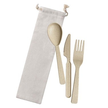 Wheat Straw Tableware Set With Pouch