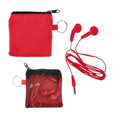 Ear Buds in Zip Pouch w/Keychain