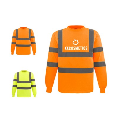 Customizable Apparel Men's Tall Hi-Vis Class 3 Performance Round Neck Long Sleeve Shirt