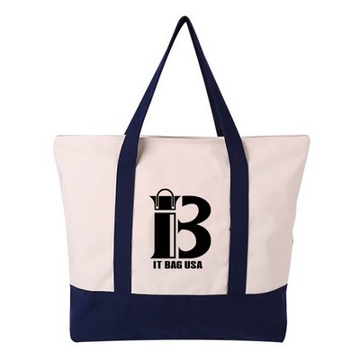 Stylish Canvas Tote Bag With An External Pocket