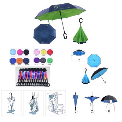 C Shape Holder Double Layer Two-Tone Inversion Umbrella