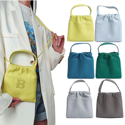 Genuine Leather Simple premium pleated tote bag