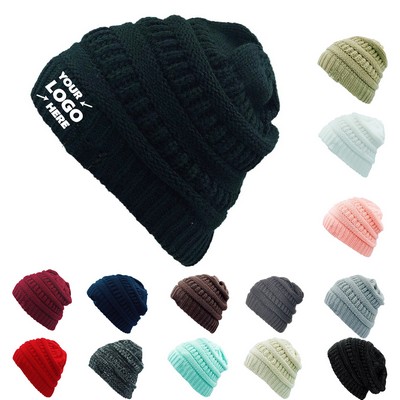 Winter Warm Solid Color Knit Beanie