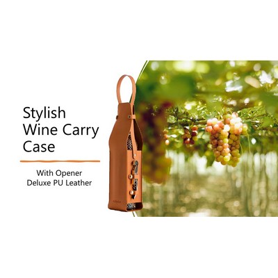 Luxurious PU Leather Wine Bottle Carry Case with Opener Holder