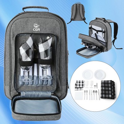 Compact Cutlery-Enhanced Picnic Duo Backpack